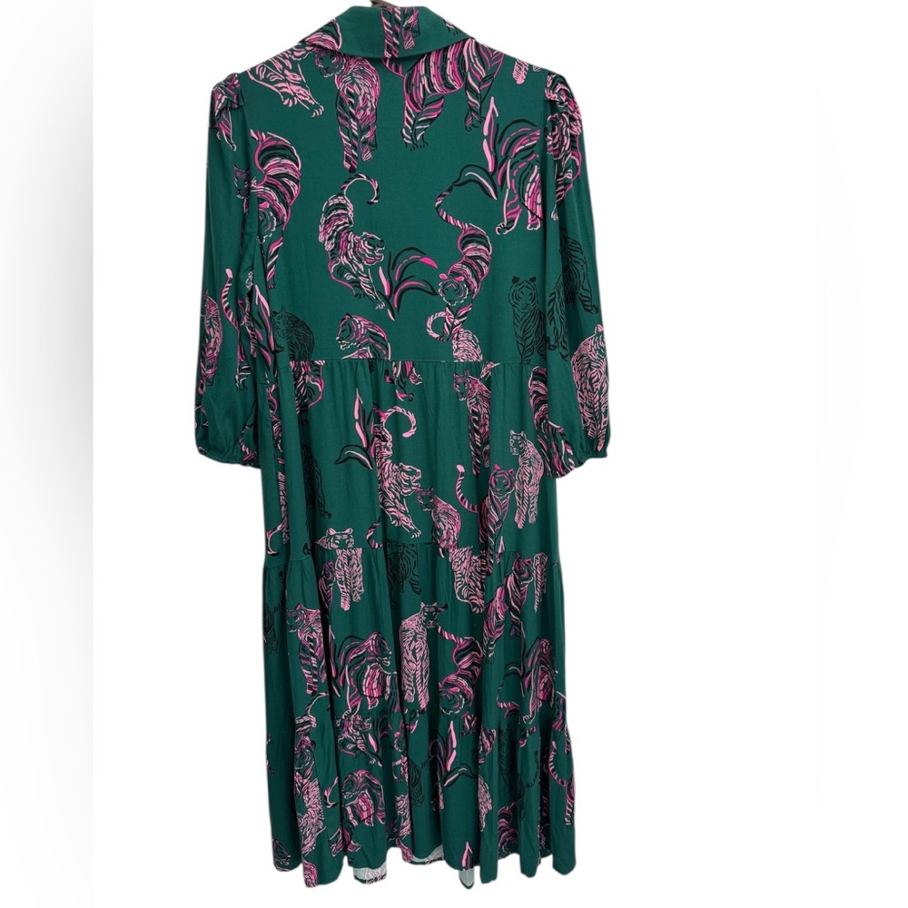 NWT Crown & Ivy Teal and Pink Animal Print Midi Dress - Picture 5 of 13